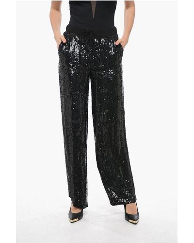 P.A.R.O.S.H. Sequined Goody Wide-Leg Trousers - Black