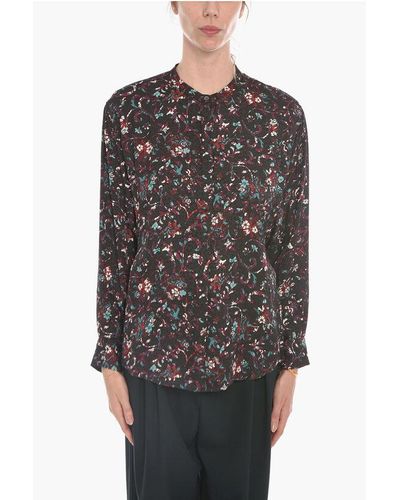 Isabel Marant Etoile Catchell Floral Patterned Shirt With Wide Sleeves - Black