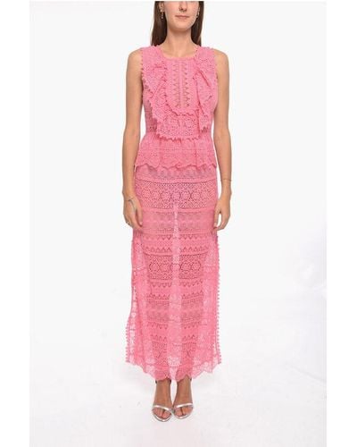 Ulla Johnson Lace Lilia Dress With Ruffled Detailing - Pink