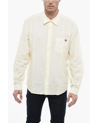 DIESEL Solid Color-Umbe Shirt With Breast Pocket - White