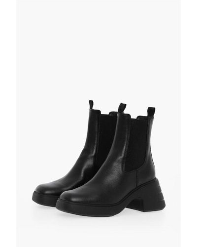 Hogan Leather Chelsea Boots Heel 7 Cm - Black
