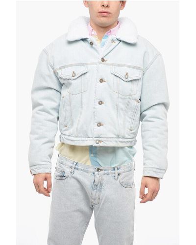 ERL Padded Denim Jacket With Eco-Shearling Details - Blue