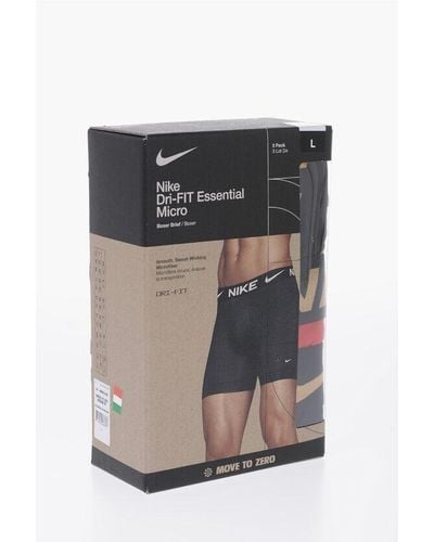 Nike Dri-Fit 3 Pairs Of Boxers Set With Golden Logo - Black