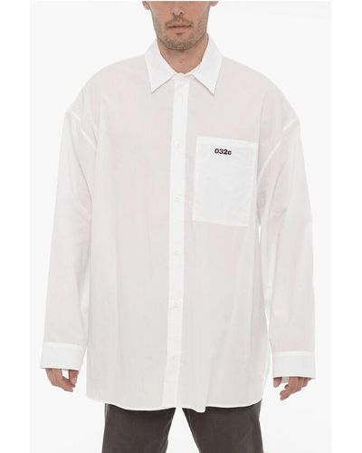 032c Poplin Cotton Shirt With Contrasting Print - White