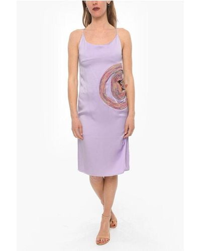 Kiko Kostadinov Contrast-Panel Bruni Slip Dress - Purple