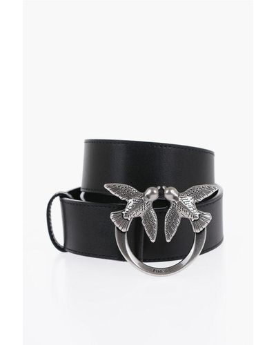 Pinko Leather Belt With Effect -Buckle 40Mm - Black