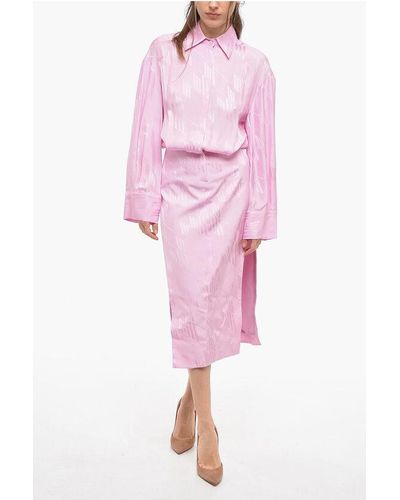 The Attico Charla Chemisier Dress With Ton-Sur-Ton Logo Motif - Pink