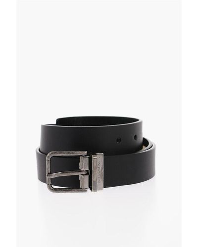 Dolce & Gabbana Solid Colour Leather Belt With Buckle 30Mm - Black