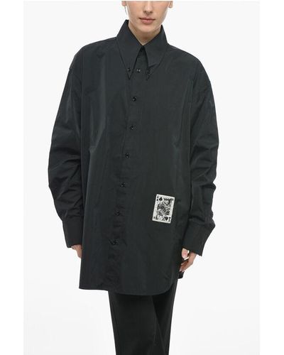 Maison Margiela Mm6 Oversized Playing Shirt With Button-Down Collar - Black