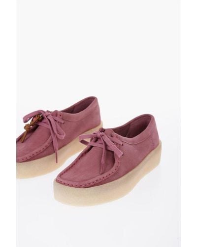 Clarks Suede Cup Wallabee Shoes With Crepe Sole - Pink
