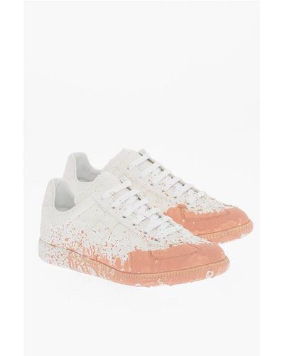 Maison Margiela Mm22 Cotton Low Top Trainers With Painted Detail - White