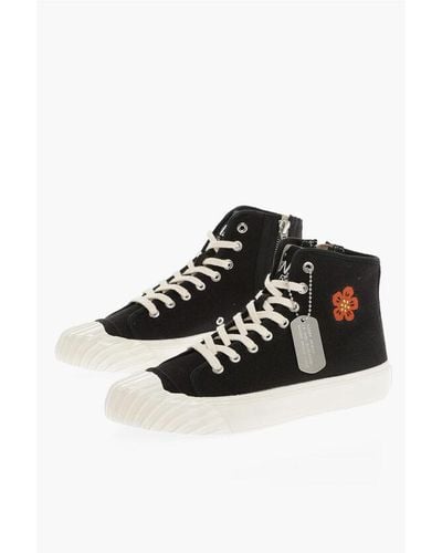 KENZO Paris Canvas School High-Top Trainers With Side Zip - Black