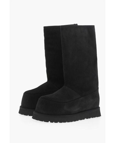 Maison Margiela Mm6 Suede Boots With Faux Fur Inner - Black