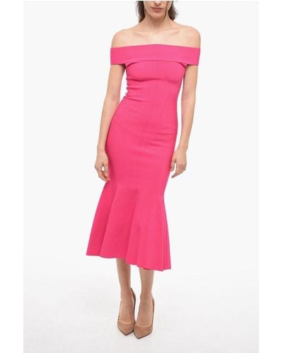 Roland Mouret Solid Colour Maxi Strapless Dress - Pink