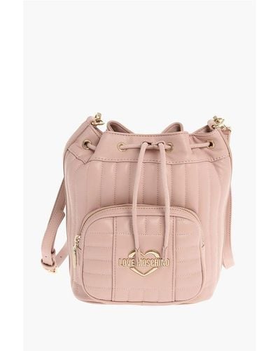 Moschino Love Ecoleather Quilted Bucket Bag - Pink