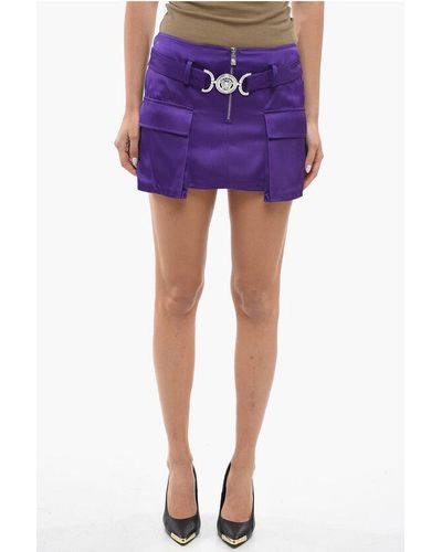 Versace Mini Cargo Skirt With Medusa Buckle - Purple