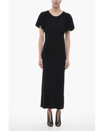 Chloé Ribbed Wool Maxidress With Cut-Outs - Black