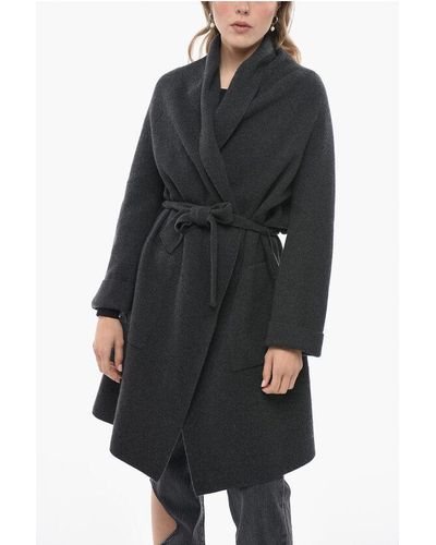 Gentry Portofino Belted Pure Cashmere Cardigan With Patch Pockets - Black