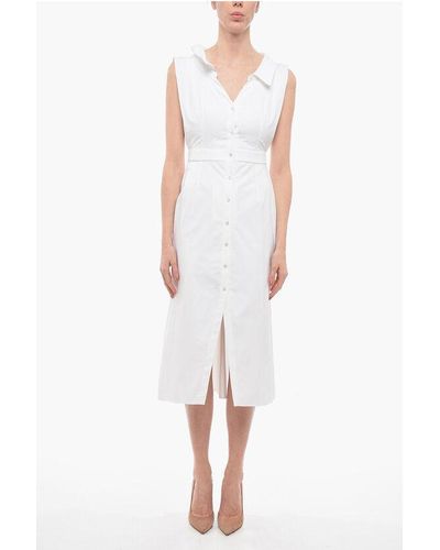 Alexander McQueen Button Up Dress With Collar - White