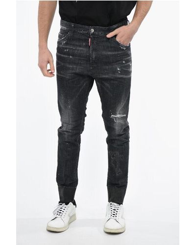 DSquared² Long Crotch Fit Denims With Coated Cotton Cuffs 16Cm - Black