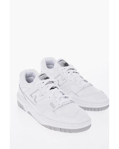 New Balance Solid Colour Leather Low Top Trainers - White