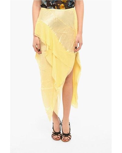 DIESEL Viscose And Silk-Blend Ardesia Asymmetrical Skirt - Yellow