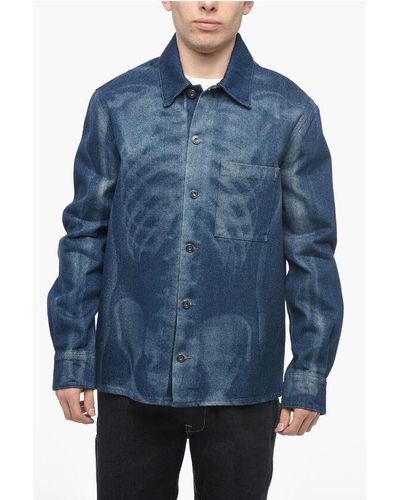Off-White c/o Virgil Abloh Body Scan Denim Jacket With Oversized Fit - Blue