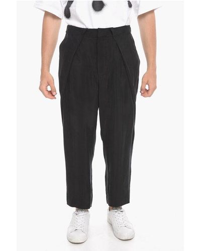 Balmain Cupro Cropped Trousers With One Pleat Front - Black