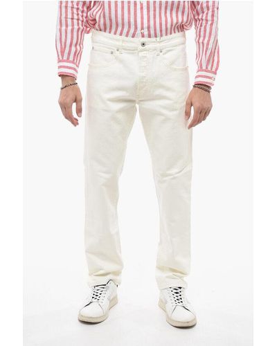 KENZO Slim Fit Bara Denims With Logo Patch - White