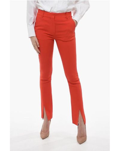 Victoria Beckham Stretch Fabric Chinos Trousers With Front Stitching - Red
