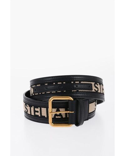 Stella McCartney Vegan Leather Belt With Embroidered Logo - Black