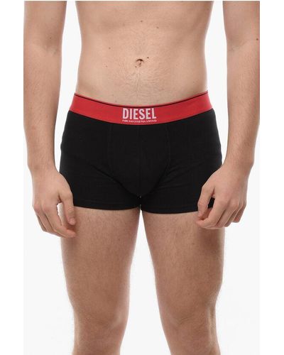 DIESEL Stretch Cotton Umbx-Damien Boxer With Back Print - Blue