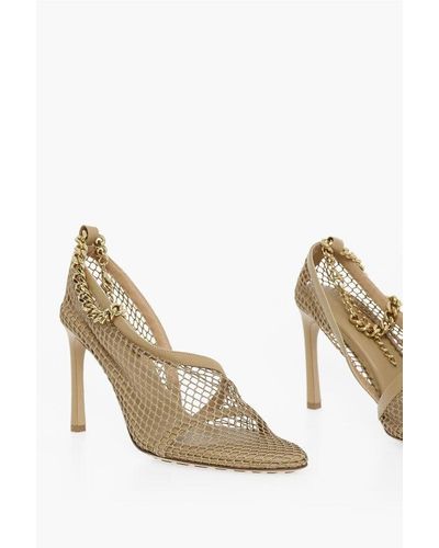 Bottega Veneta Meshed Sandals With-Toned Chain Fastening - Natural