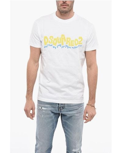 DSquared² Crew Neck Cool Fit T-Shirt With Printed Logo - White