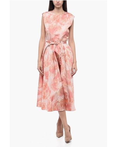 Dior Silk Taffeta Flared Dress With Tie Dye - Pink