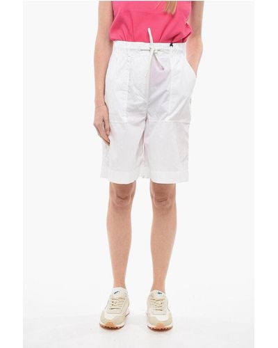 Moncler Cotton Blend Cargo Shorts With Drawstring - White