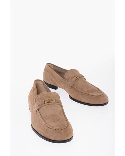 Tod's Suede Loafers With Logo Plaque - Multicolour