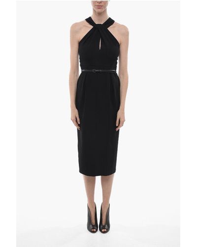 Max Mara Single-Pleated Luna Sheath Dress With Knotted Neckline - Black