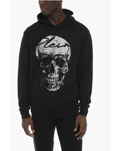 Philipp Plein Hoodie Sweatshirt With Crystal Skull - Black