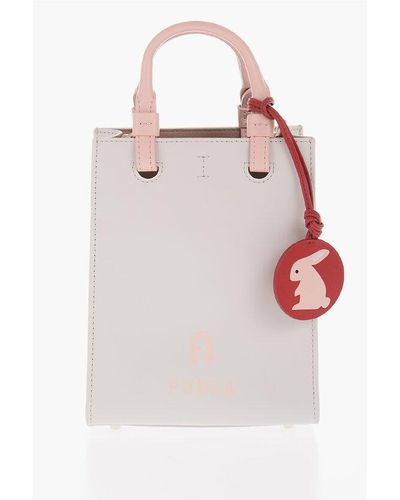 Furla Leather Mini Tote Bag With Removable Shoulder Strap - Pink
