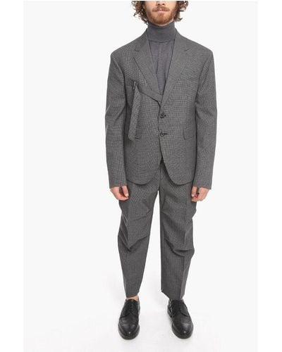 DSquared² Houndstooth Work Suit Virgin Wool Suit - Grey