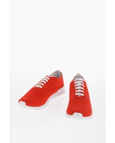 Kiton Perfotated Cotton Trainers - Red
