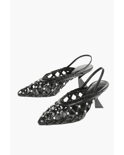 Nensi Dojaka Rhinestone Embellished Soft Leather Slingback Court Shoes With Spo - Multicolour