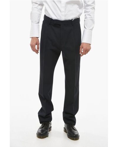 ZEGNA Zzegna Double-Pleated Twill Wool Blend Trousers - Black