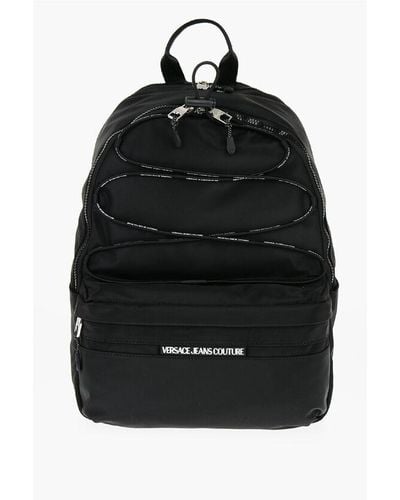 Versace Jeans Couture Solid Colour Nylon Backpack With Logoed Detail - Black
