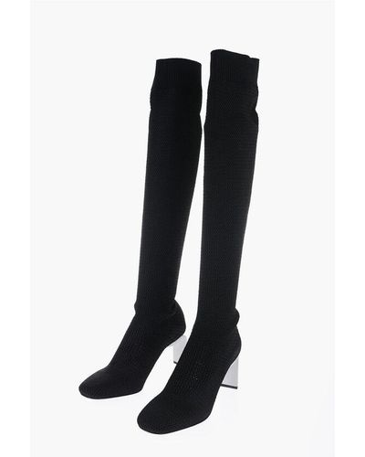 Jil Sander Crochet Knee-Hight Boots Heel 7 Cm - Black