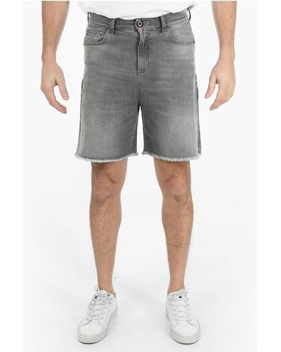 Vision Of Super Denim Shorts With Frayed Hem - Grey