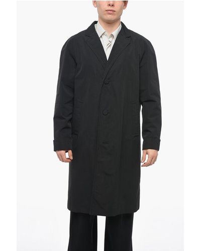 Gucci Cotton Blend Trench Coat With Covered Buttons - Black