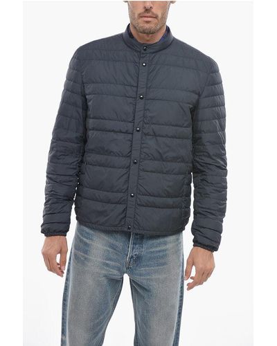 Woolrich Quilted Down Jacket With Front Buttoning - Blue