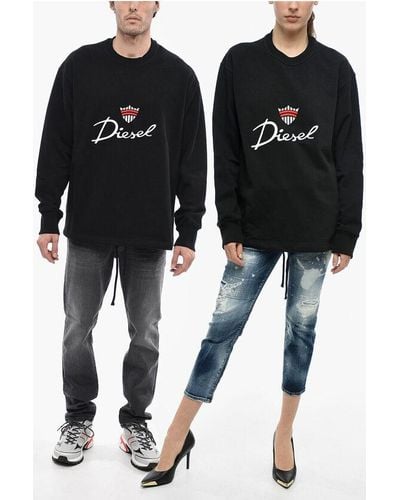 DIESEL Cotton S-Macsless Crew-Neck Sweatshirt With Maxi Logo - Black